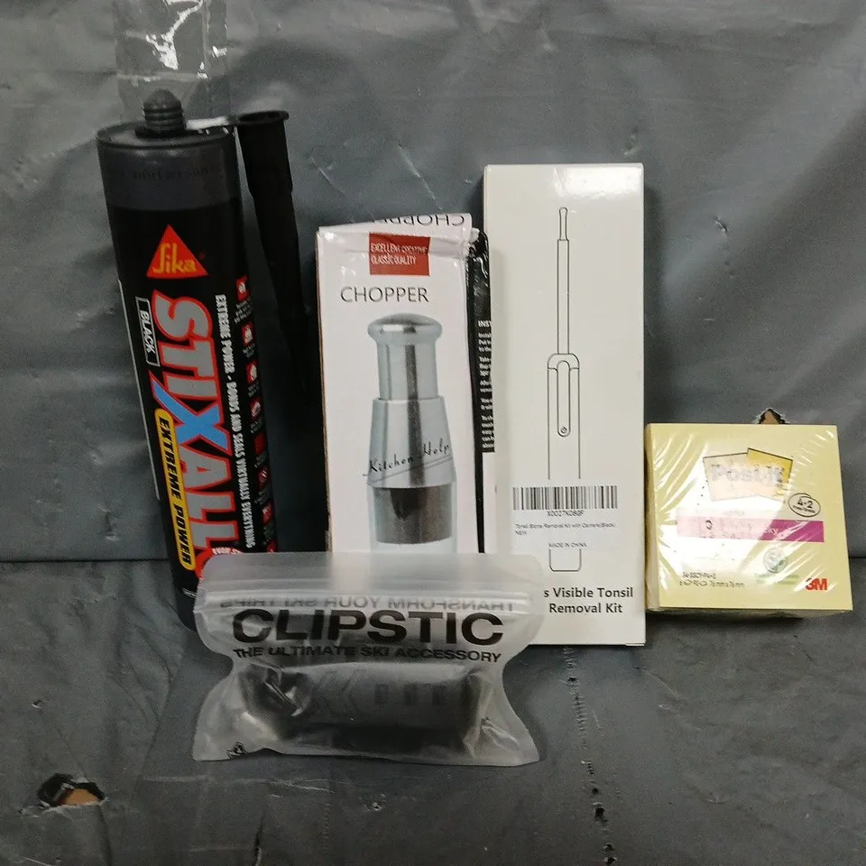 APPROXIMATELY 10 ASSORTED ITEMS TO INCLUDE - POST KIT , CHOPPER , CLIPSTIC ETC