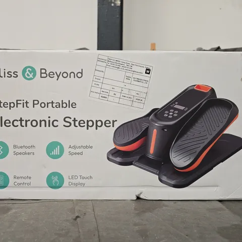 BOXED BLISS & BEYOND STEPFIT PORTABLE ELECTRONIC STEPPER IN BLACK
