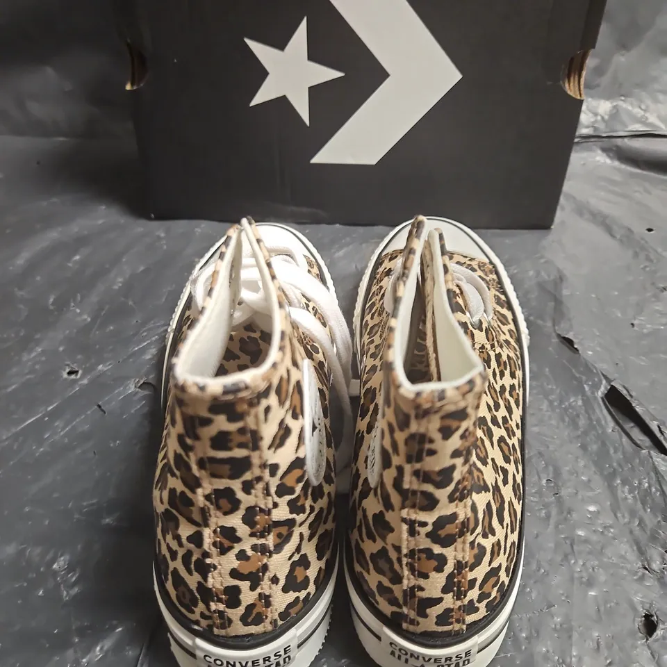 CONVERSE ALL STAR LEOPARD PRINT HIGH-TOP KIDS SNEAKERS UK SIZE 3 .