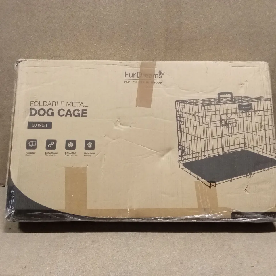BOXED FUR DREAMS 30" FOLDABLE METAL DOG CAGE 
