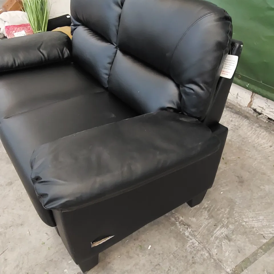 DESIGNER BALTIMORE 2 SEATER BLACK LEATHER SOFA