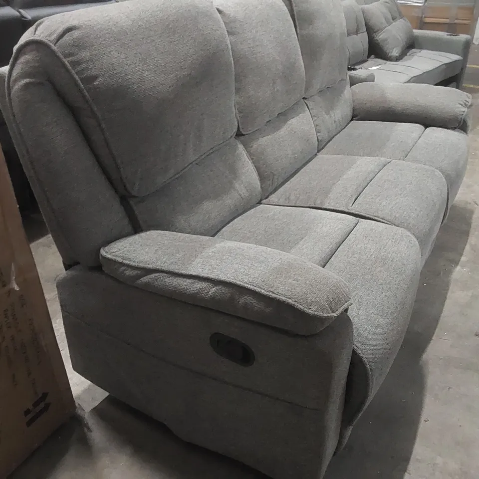 QUALITY DESIGNER 3 SEATER FABRIC UPHOLSTERED MANUAL RECLINER SOFA 