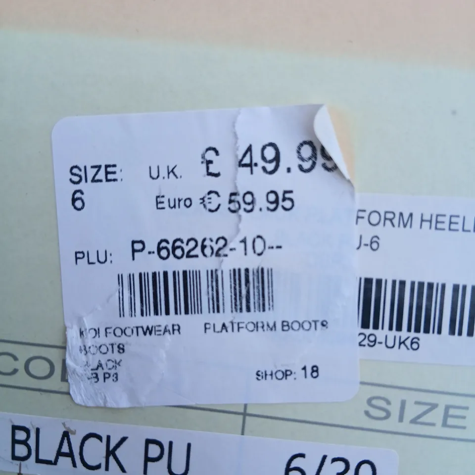 KOI WOMEN'S BLACK PU PLATFORM BOOTS WITH ZIP – UK 6 (EU 39)