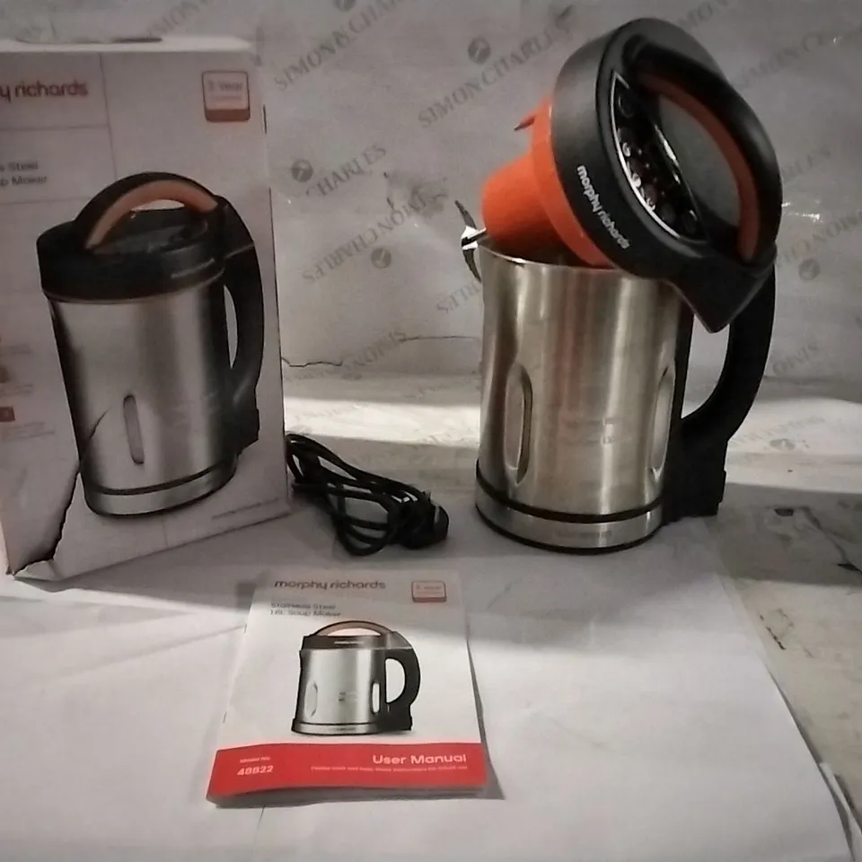 BOXED MORPHY RICHARDS CLASSIC STAINLESS STEEL 1.6L SOUP MAKER