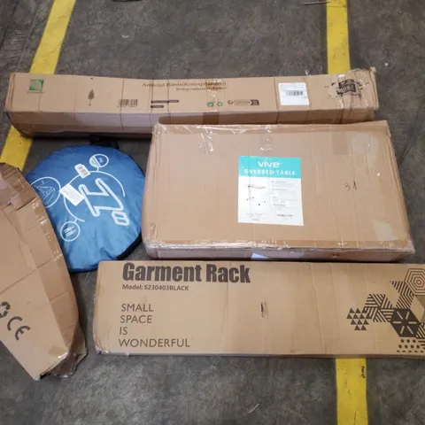 PALLET CONTAINING ASSORTED PRODUCTS INCLUDING ARTIFICIAL PLANT, OVERBED TABLE, GARMENT RACK, POP UP TENT & SCOOTER