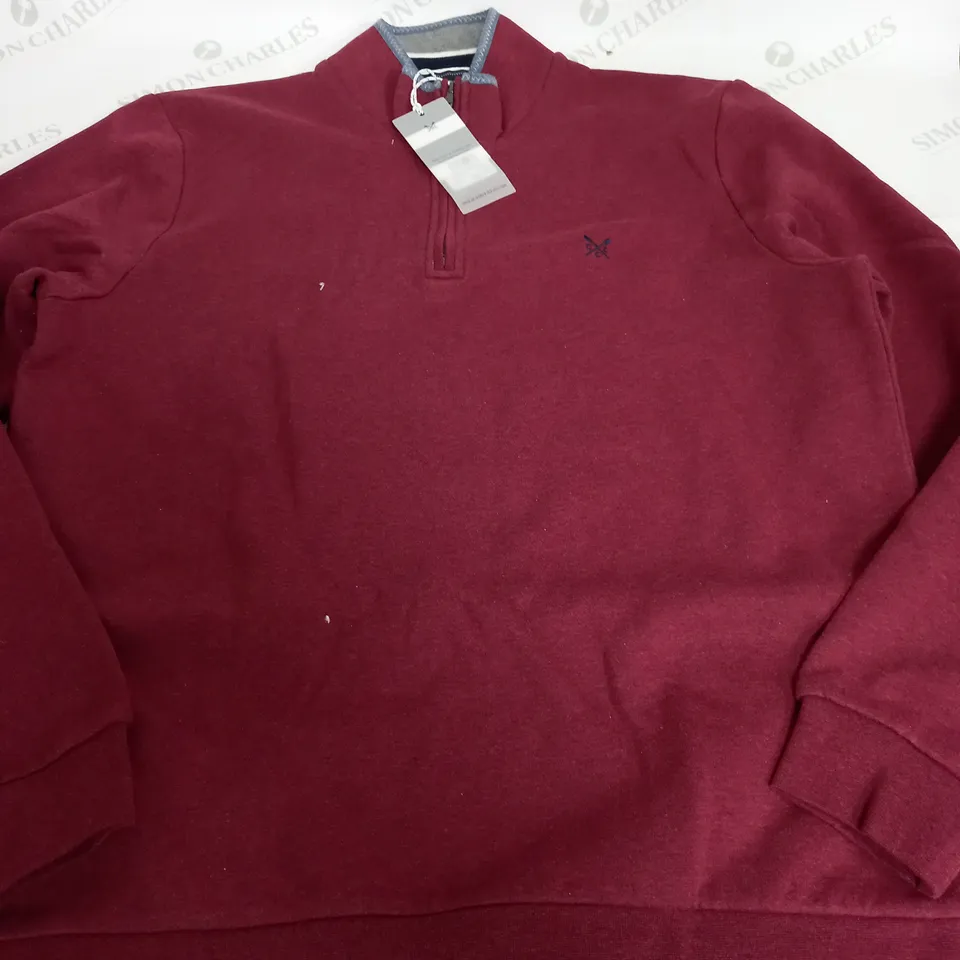 CREW CLOTHING COMPANY CLASSIC HALF ZIP SWEATER IN RED - XL