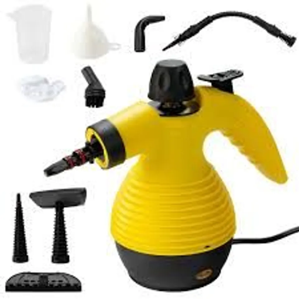 BOXED 1.8L STEAM CLEANER 2000W WITH 15 PIECE ACCESSORY SET - YELLOW