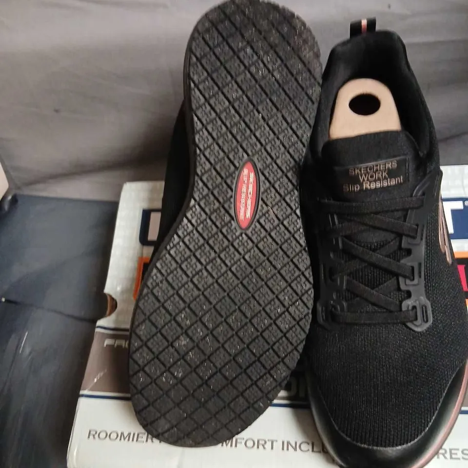SKECHERS WORK SLIP-RESISTANT TRAINERS – BLACK, WOMEN'S UK 5 (US 8, EU 38)