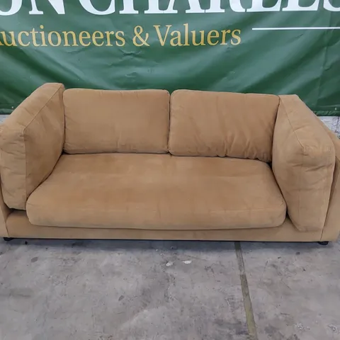 DESIGNER TWO SEATER SOFA MUSTARD PLUSH FABRIC