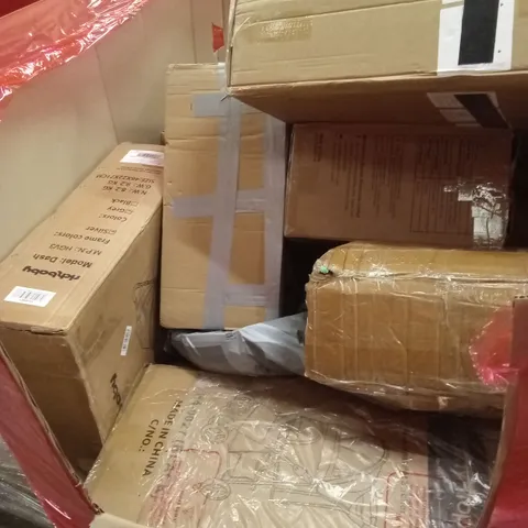 PALLET OF ASSORTED HOUSEHOLD GOODS AND PRODUCTS TO INCLUDE; BABY STROLLERS, BOXED FURNITURE ETC