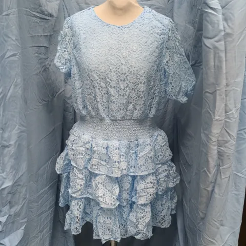 PINK BOUTIQUE BLUE LACE SHORT SLEEVE DRESS, UK SIZE 14