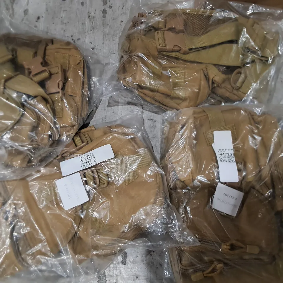 LOT OF 5 TACTICAL MULT POCKETED BAGS IN OLIVE DRAB