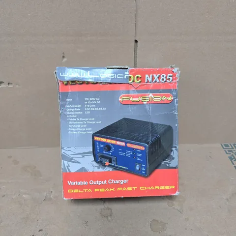 BOX OF APPROXIMATELY 10 ASSORTED TOOLS/EQUIPMENT TO INCLUDE DELTA PEAK FAST CHARGER, PULL START CRANK ETC