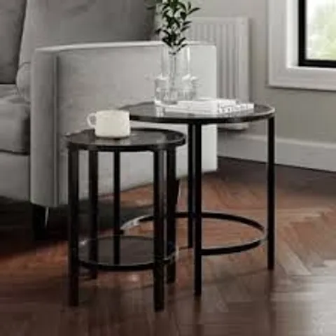 BOXED SOFIA NEST TABLES SMOKED GLASS - BLACK (1 BOX)