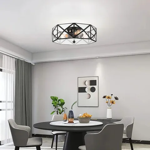 BOXED BRAND NEW ANEYDA 4 - LIGHT 43CM UNIQUE/STATEMENT GEOMETRIC FLUSH MOUNT LIGHT - BLACK