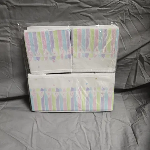 APPROXIMATELY 14 X OCEAN HOME UNICORN DRAWER ORGANISERS SET OF 4 – PASTEL STRIPED FABRIC, SEALED