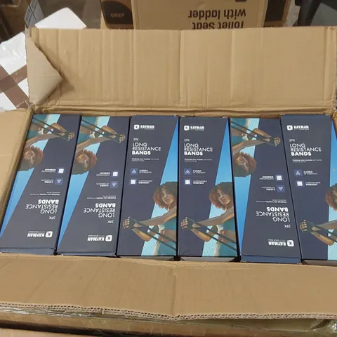BOX CONTAINING APPROXIMATELY 24x 3PCS KAYMAN LONG RESISTANCE BANDS