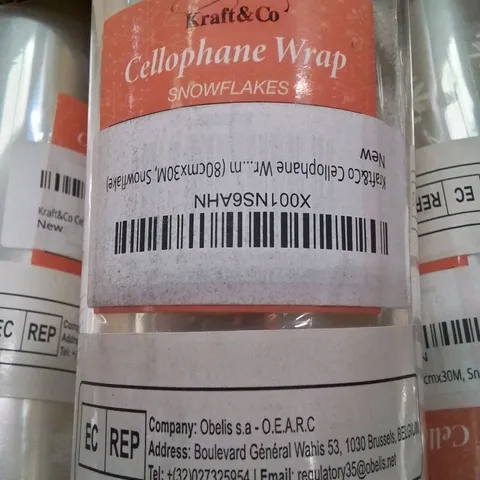 BOX CONTAINING LARGE AMOUNT OF CELLOPHANE WRAP -SNOWFLAKE DESIGN-