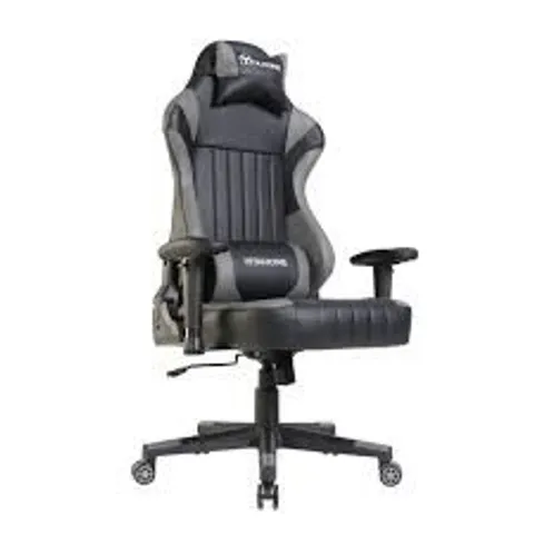 BOXED NEO FAUX LEATHER GAMING CHAIR - BLACK/GREY (1 BOX)