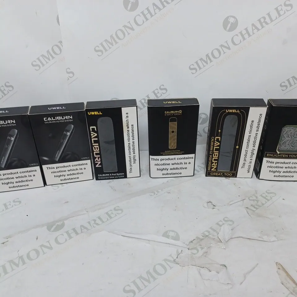 LOT OF APPROXIMATELY 10 BOXED E-CIGARETTES TO INCLUDE CALIBURN A2 POD, UWELL CALIBURN, OXVA XLIM ETC. 