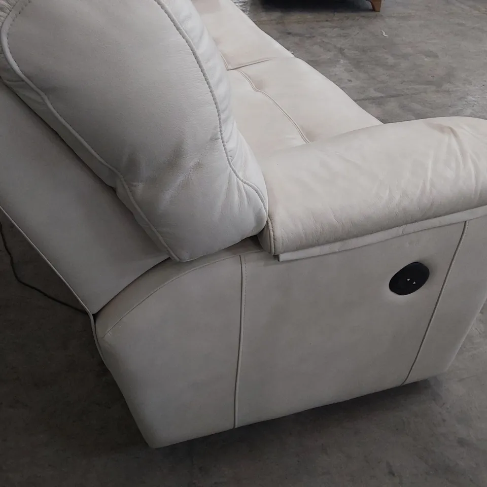 QUALITY BRITISH DESIGNER G PLAN POWER RECLINING THREE SEATER SOFA CAMBRIDGE CHALK LEATHER 