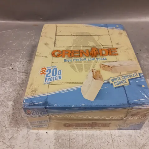 BOXED AND SEALED GRENADE WHITE CHOCOLATE COOKIE BARS (12x60g)