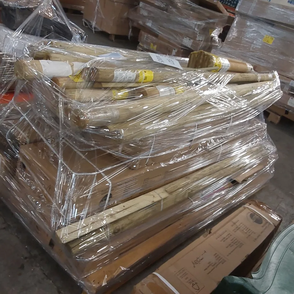 PALLET CONTAINING A LARGE ASSORTMENT OF CONSUMER PRODUCTS INCLUDING PLUM CLIMBING FRAME PARTS ECT