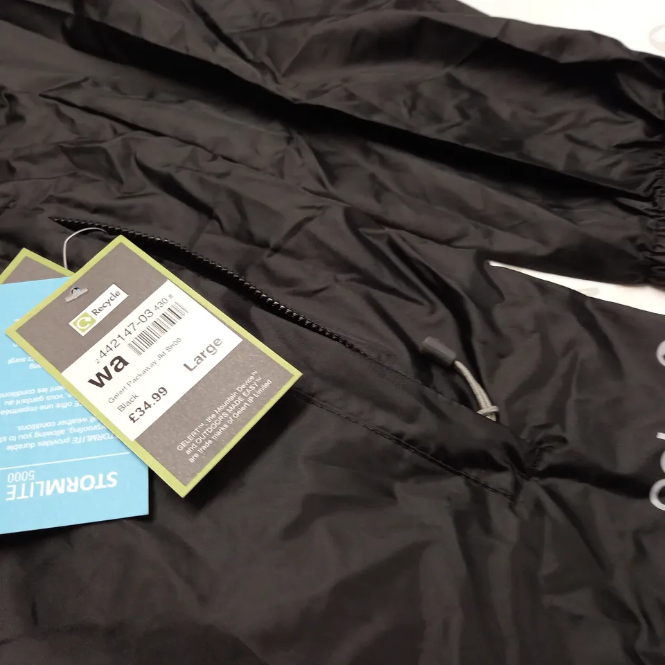 GELERT BLACK PACKAWAY JACKET - LARGE