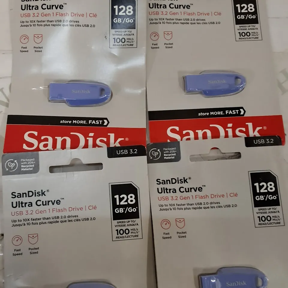 LOT OF 4 SANDISK 128GB ULTRA CURVE USB 3.2 FLASH DRIVES