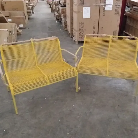 SET OF HABITAT IPANEMA RATTAN-EFFECT GARDEN BENCHES