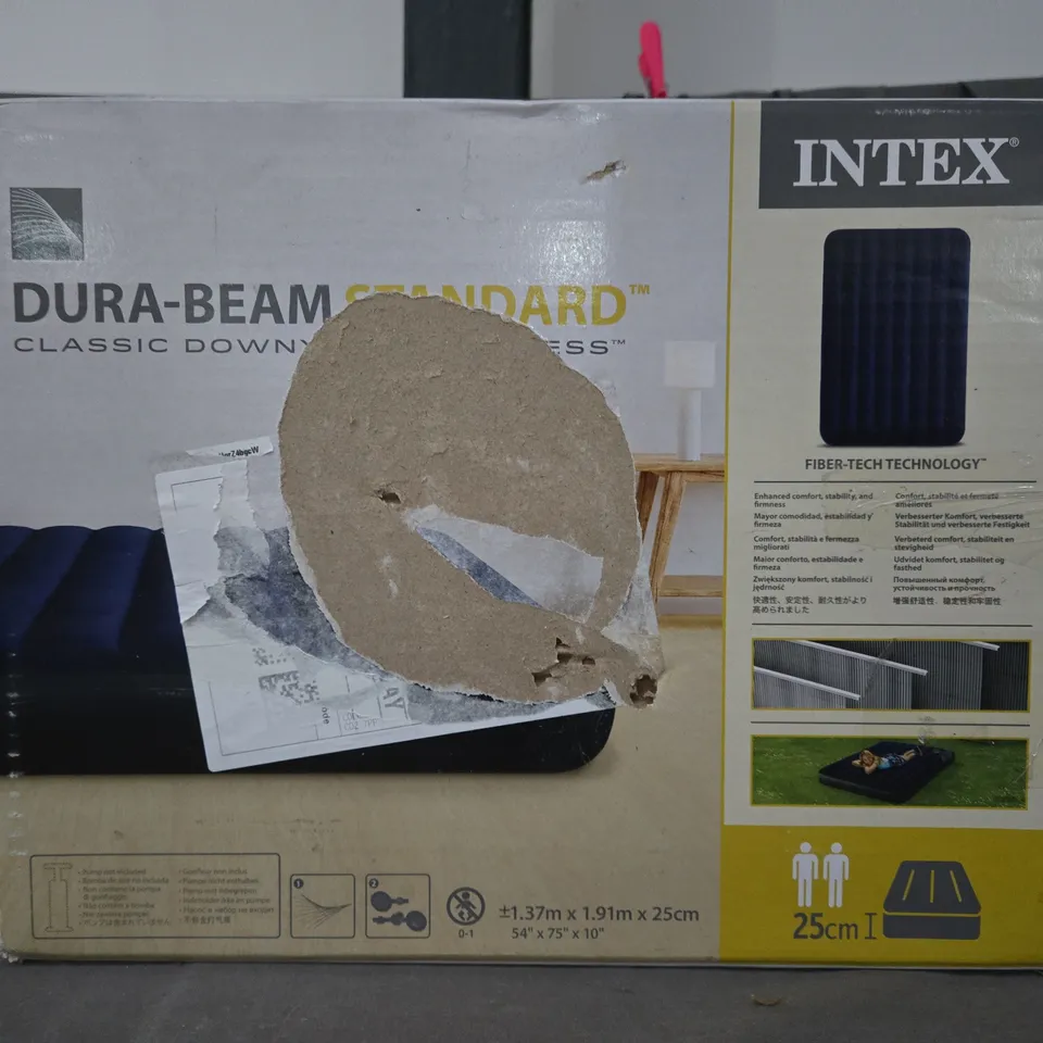 BOXED INTEX DURA-BEAM STANDARD CLASSIC DOWNY AIR MATTRESS