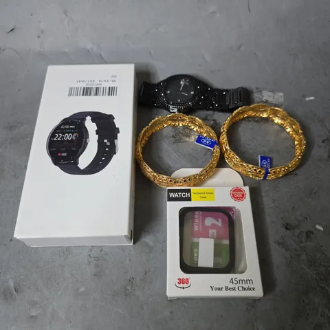 APPROXIMATELY 17 ASSORTED JEWELLERY ITEMS TO INCLUDE - WATCH 45MM SCREEN PROTECTOR , BRACELET , WATCH ETC