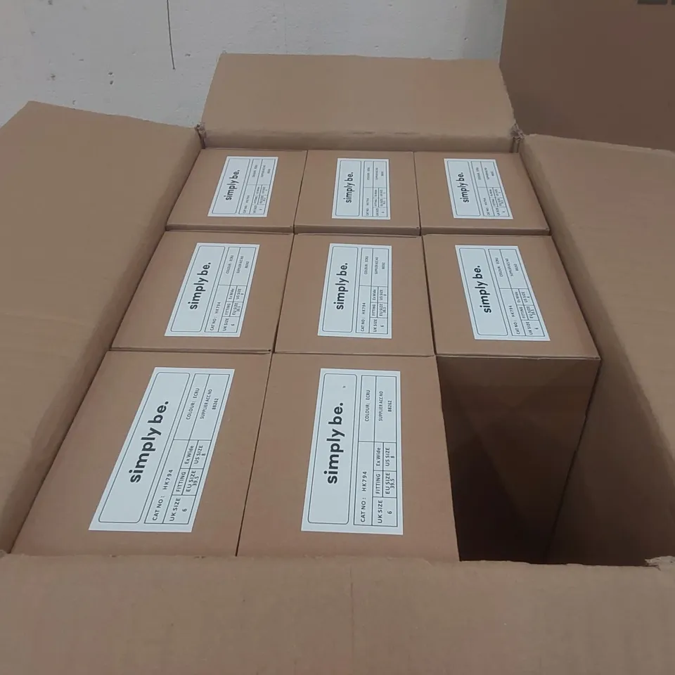BOX CONTAINING APPROXIMATELY 9x BRAND NEW SIMPLY BE ECRU BROOKE EXTRA WIDE SHOES - SIZE 6
