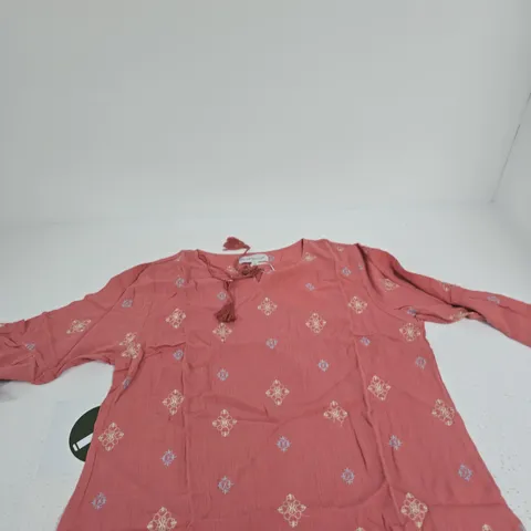 MADFLOWER WOMEN'S TUNIC TOP β PINK WITH EMBROIDERY, SIZE XL