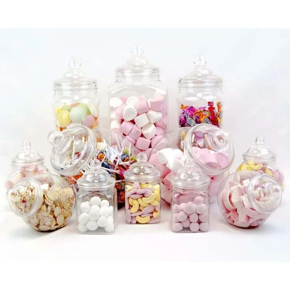 BOXED ASSORTED SWEET TABLE 12 PIECE STORAGE JAR SET (1 BOX)