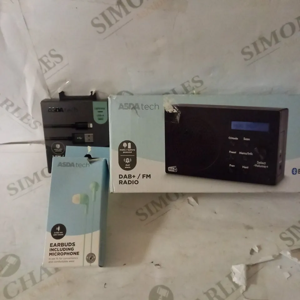 LOT OF THREE TO INCLUDE EARBUDS, FM RADIO ECT