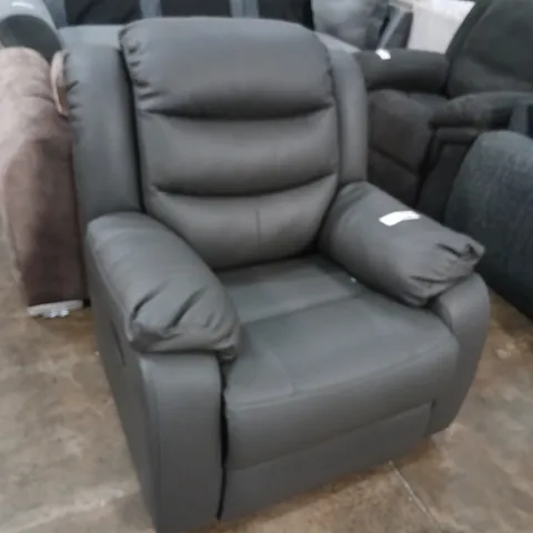 ROTHBURY CHARCOAL FAUX LEATHER MANUAL RECLINING ARM CHAIR