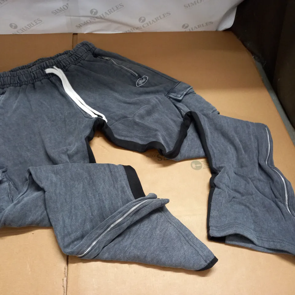 BOOHOO MAN ACID WASH GUSSET CARGO JOGGERS - L