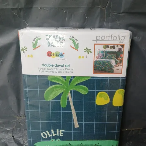 SEALED PORTFOLIO KIDS CLUB COLLECTION SKATOR GATOR DOUBLE DUVET SET IN GREEN