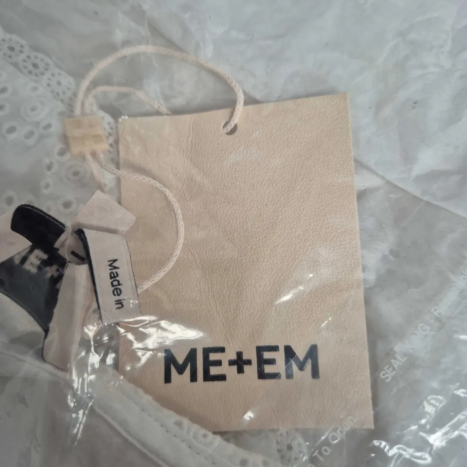 ME+EM COTTON BRODERIE BOXY PEPLUM TOP – SOFT WHITE, UK 12 (US 8 / EU 40)