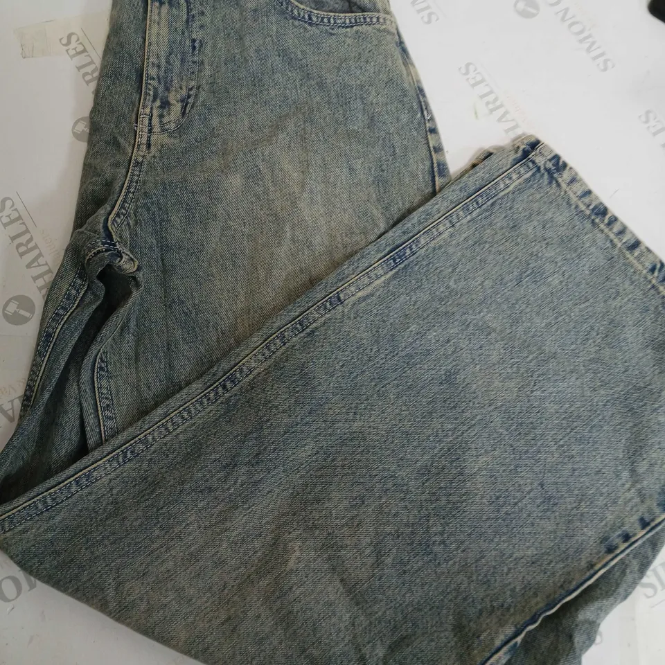 STR WEATHERED DENIM BLUE/GREEN JEANS - UK 12