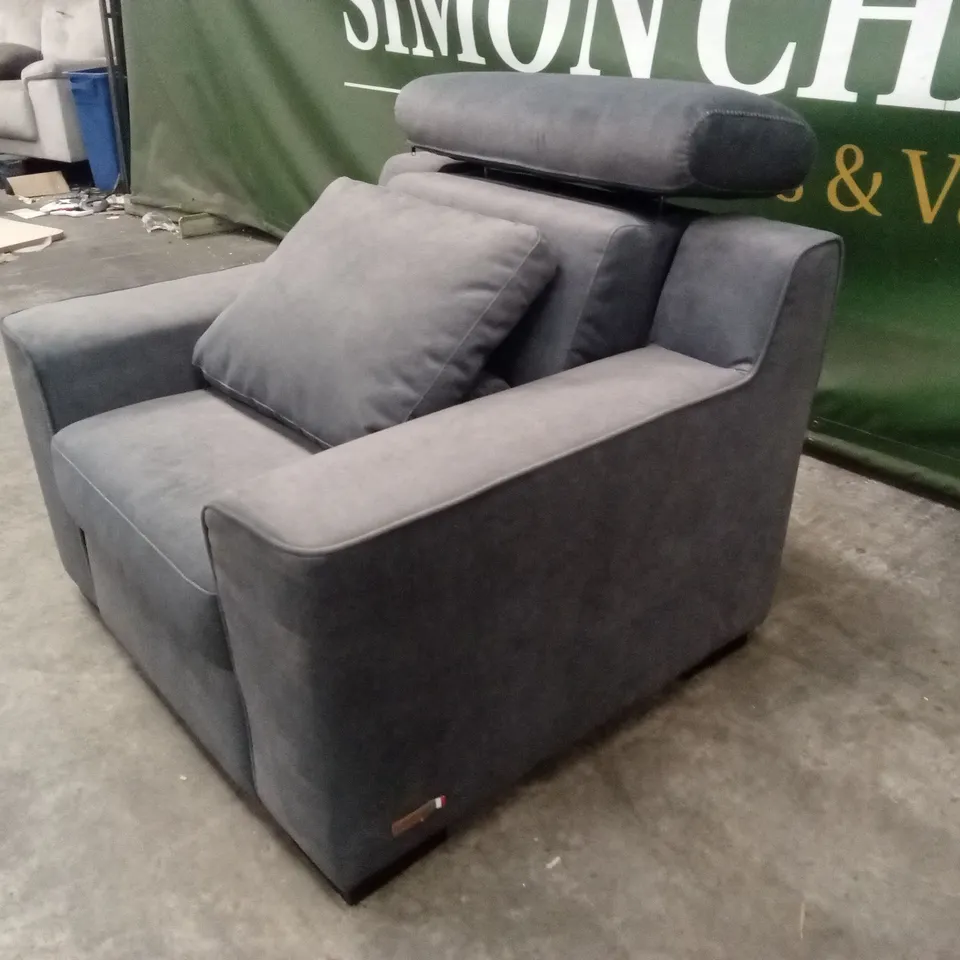 QUALITY DESIGNER ITALIAN MADE SOFT FABRIC ELECTRIC RECLINER ARMCHAIR
