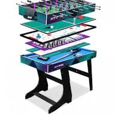 BOXED HY-PRO 12-IN-1 FOLDING MULTI GAMES TABLE - 4FT