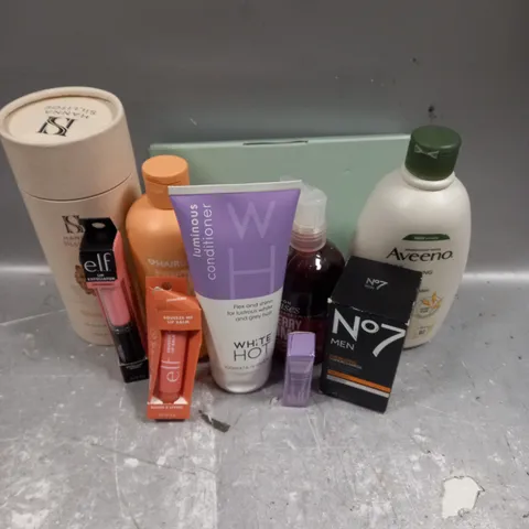 APPROXIMATELY 20 ASSORTED COSMETIC PRODUCTS INCLUDE - AVEENO MOISTURISING BODY WASH - NO7 ENERGISING SUPERCHARGE - ELF YOUTH BOOSTING NIGHT RETINOID SERUM - ETC