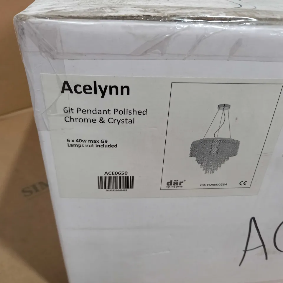 ACELYNN 6LT PENDANT POLISHED CHROME & CRYSTAL 
