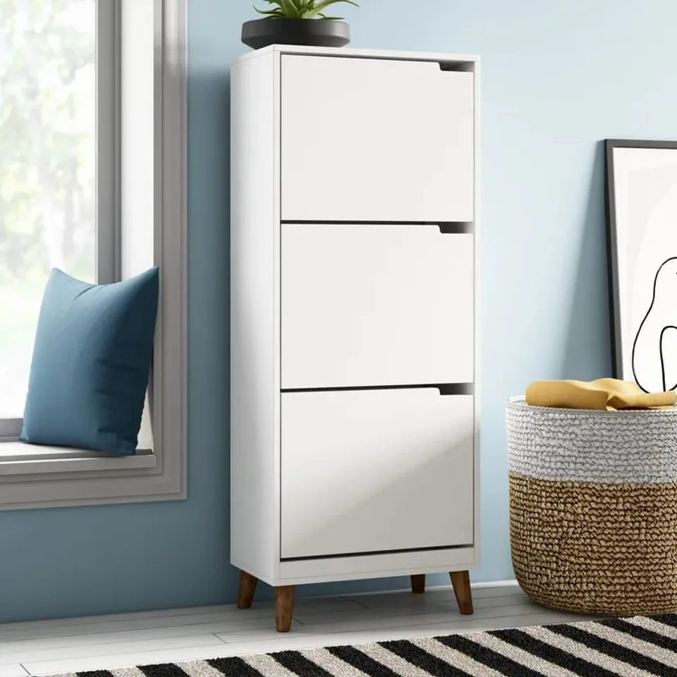 BOXED 12 PAIR SHOE STORAGE CABINET 