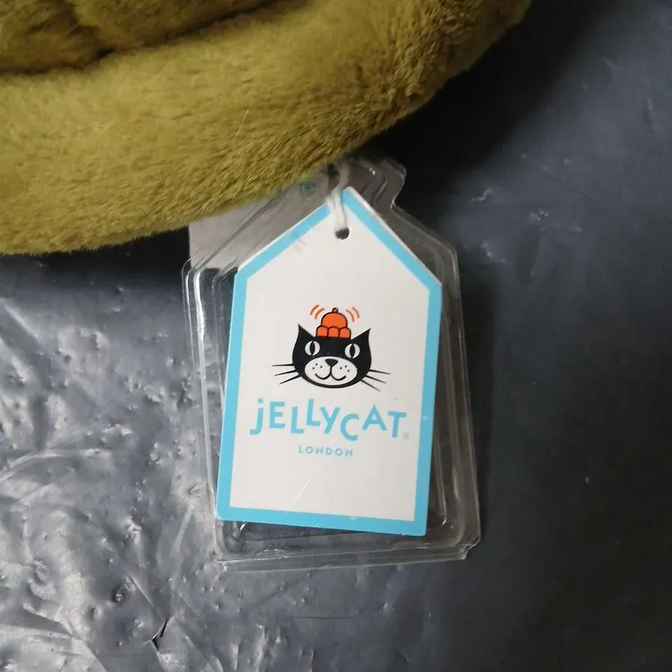 JELLYCAT PLUSH TORTOISE WITH SCARF & HAT – CREAM & OLIVE (LONDON)