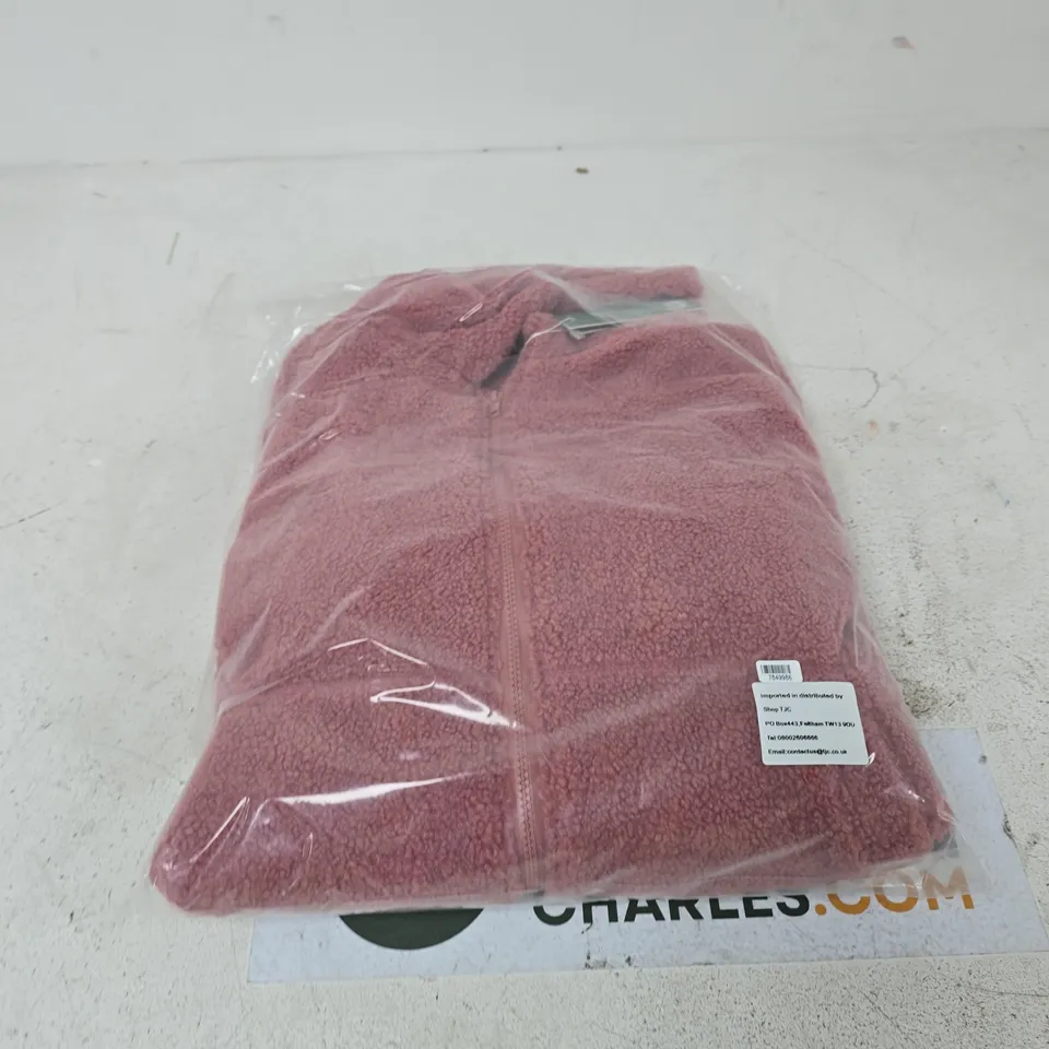 BOX OF APPROXIMATELY 10 ASSORTED CLOTHING TO INCLUDE: LA MAREY PINK PLUSH JACKET 