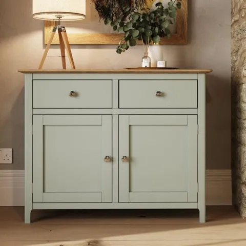 BOXED TABERNO SIDEBOARD WITH 2 DOORS & 2 DRAWERS - SAGE GREEN (1 BOX)