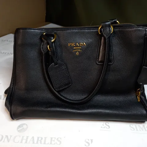 PRADA BLACK LEATHER BAG WITH STRAPS 